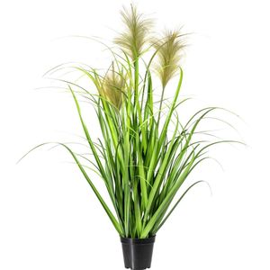Kopu® Kunstplant Chinees Riet 90 cm - 3 pluimen - in zwarte pot