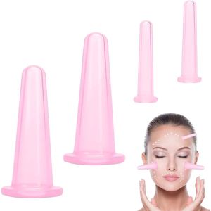 4 Stuks Cupping Glazen - Silicone Set - Gezicht Bekers - Silicone Vacuum Cup - Gezicht Cupping - Vacuum Sucker - Massage Schalen - Silicone Bekers voor Spierontspanning - Bloedcirculatie - Roze