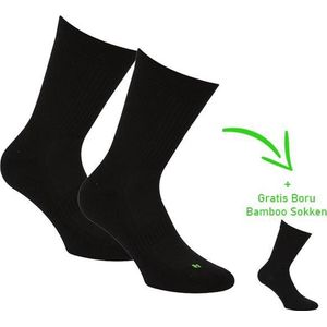 Bamboo sportsok - Naadloze sokken - Antibacterieel - Heren en dames - 2 Paar - 1 Paar sokken cadeau - Zwart - 46/47