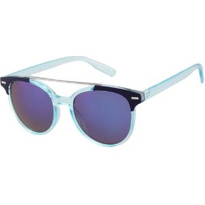 Zonnebril Dames - Halve Browline - Transparant Montuur - UV400 Bescherming Cat. 3 - Spiegelglazen 52 mm - Donkerblauw