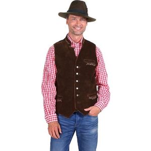 Tiroler - vest - gilet - leer ''Felix'', donker bruin -Vest - bierfeest - verkleedkleding (maat 54)