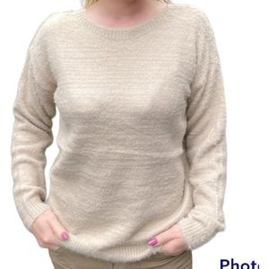 Beige trui, kanten rug, one size