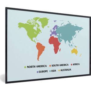 Wereldkaart Kinderen - Trendy - Kleuren - Schoolplaat - Kinderkamer - 60x40 cm