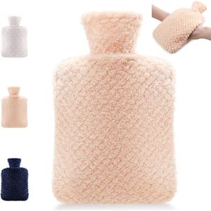 Warmwaterkruik 2 Liter met Pluche Hoes, Lekvrij en Ideaal voor Warmte Therapie