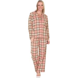 Normann Fleece doorknoop dames pyjama - Ruit - L - Rood