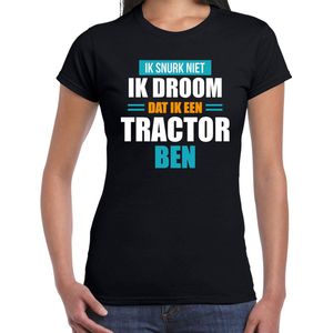 Snurk Niet Droom Dat Ik Tractor Ben T-shirt Zwart Dames - Slaap Shirt XL