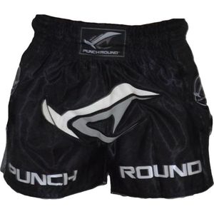 Punch Round Thaiboks Broek NoFear Zwart Grijs XS = Jeans Maat 28 | 8 t/m 10 Jaar