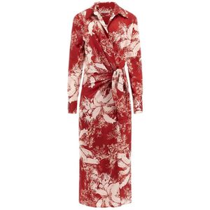 GUESS Midi Jurk met Bloemenprint - Rood XL