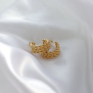 OZ JEWELS - Luxe 18K Goud Vergulde Brede Touwpatroon Oorringen