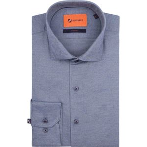 Suitable - Overhemd Widespread Flanel Blauw - Heren - Maat 42 - Slim-fit