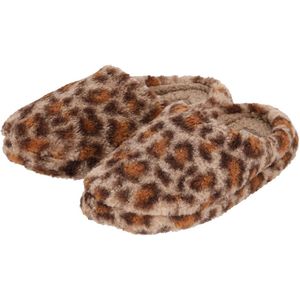 Apollo - Instap Sloffen - Bruin - Luipaardprint - Pantoffels - Antislip Zool
