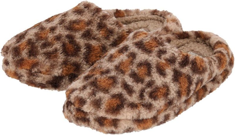 Apollo - Instap Sloffen - Bruin - Luipaardprint - Pantoffels - Antislip Zool