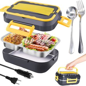 Elektrische verwarmde Lunchbox 12v en 220v - Lunchbox met Opwarmfunctie - Voor Auto, Vrachtwagen of op het Werk - Zwart