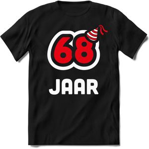 68 Jaar Feest kado T-Shirt Heren / Dames - Perfect Verjaardag Cadeau Shirt - Wit / Rood - Maat XXL