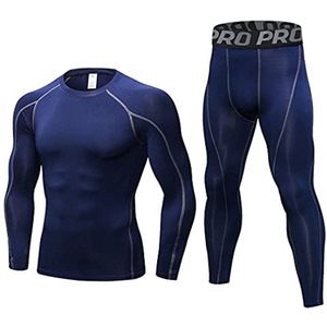 Thermisch ondergoed voor heren, lange mouwen, compressie set voor outdoor activiteiten, dunne en ademende basislaag, ideaal voor fietsen en skiën, XL