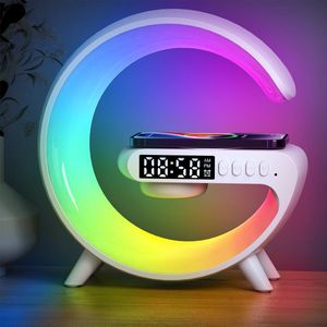 Wake Up Light - Met Draadloze Oplader - Lichtwekker - Digitale Wekker met lamp - Lichtwekker - Bureaulamp - LED Light - Bluetooth Speaker- Wit