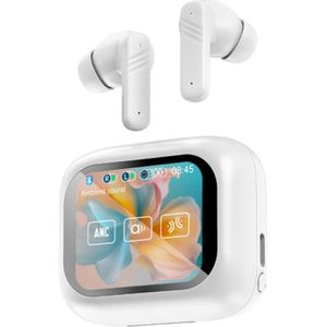 SoundVibe® - Earbuds Draadloos Met Noice Cancelling - Wit - Bluetooth Oordopjes - Noice Cancelling Hoofdtelefoon - LX-10 Earpods met Scherm - Werkt Met Apple En Android - Earpods USB C - Wireless Earphons - Oortjes Draadloos