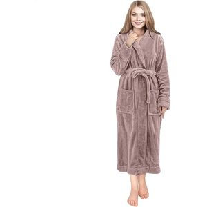 Badjas fleece maat - XL - kleur – taupe - dames