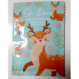 Christmas Face mask - Oh Deer! - tissue gezichtsmasker kerst - print rendier hert - vanille - reinigend