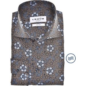 Ledûb overhemd modern fit print bruin