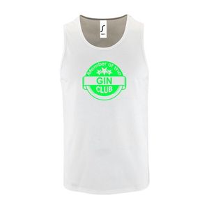 Witte Tanktop sportshirt met ""Member of the Gin club"" Print Neon Groen Size L