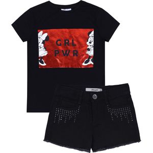Minnie Mouse - Zwarte Kledingset voor Meisjes voor de Zomer / 140