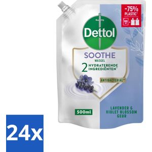 24 x Dettol - Handzeep Navulling - Soothe - Lavendel & Vioolbloesem - 500 ml - Handzeep Navulling - Lavendel - Vioolbloesem - Antibacterieel - Hydraterend
