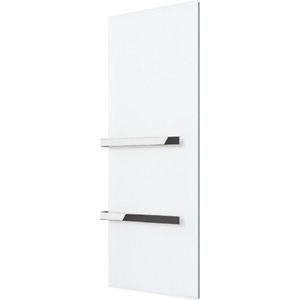 Luxe handdoekverwarmings infraroodpaneel wit satijn met 1 open 55 cm RVS beugel 550W