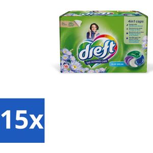 15 x Dreft - Wasmiddelcapsules - Blue Dreams - Frisse geurboost - 16 Wasbeurten - Wasmiddelcapsules - Wasmiddel - Wasmachine - Wasbeurt - Wasmiddel Voor Kleding