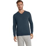 FALKE Luxury Classic V-Neck hoge kwaliteit elegant kasjmier trui heren blauw - maat S