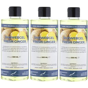 Douchegel Fresh Ginger 500 ml - met klepdop - set van 3 stuks - Showergel
