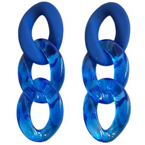 VILLA COCO Bo Kobalt - Blauwe oorbellen - Lichtgewicht - Schakel oorbellen - Moderne oorstekers - Dames oorhangers - RVS - Blauw