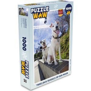 Puzzel Twee Jack Russel honden op een muur - Legpuzzel - Puzzel 1000 stukjes volwassenen