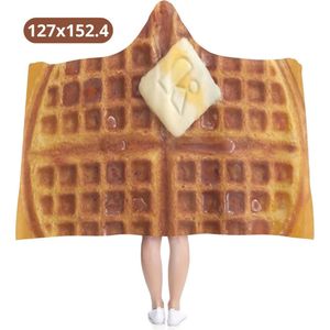 Bovista Plaid - Hoodie Deken Met Mouwen - Onesie - Fleece Blanket - Knuffeldeken - Dames - Heren - Kinderen - Stroopwafel - Kinderen