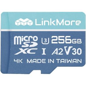 256 GB Micro SDXC-kaart A2 UHS-I U3 V30 met hoge leessnelheid tot 160 MB/s en schrijfsnelheid tot 120 MB/s