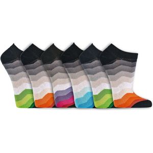 Dames sokken | Sneakersokken | Strepen | Diverse kleuren | Maat: 35-38 / 39-42 | 6 paar