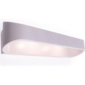 LED Wandlamp - Wandverlichting - 18W - Natuurlijk Wit 4000K - Mat Wit Aluminium - Ovaal