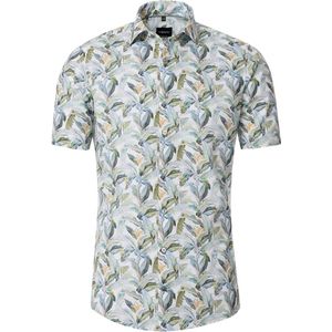 Groen Gebloemd Venti Overhemd Korte Mouw Modern Fit - XXL