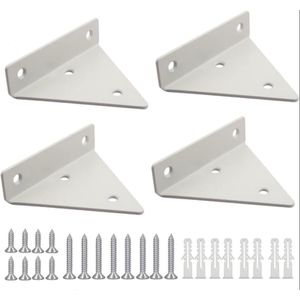 4 stuks - Plankbeugels - onzichtbare driehoekige wandplankdragers - Ondersteuningsframe - wandplankdrager voor plank - planken - Driehoekige beugel van ijzer - driehoekige - Aan de muur gemonteerd - steunframe - 80*100mm - Wit