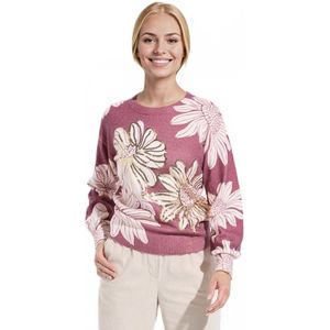 Trui met dunne lovertjes en bloemenprint, ronde hals