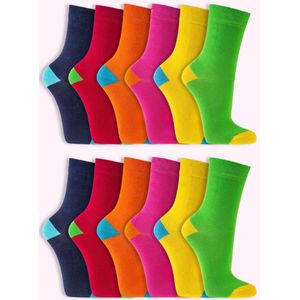 Voordeelbundel kindersokken | kleurrijk pakket van 12 paar | zachte teennaad | comfortabele tailleband | verschillende maten