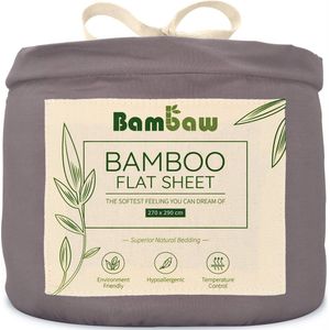 Bambaw Luxe Bamboe Lakens 270x290cm – Ultra ademende stof – Hypoallergeen – Beddengoed - Donkergrijs