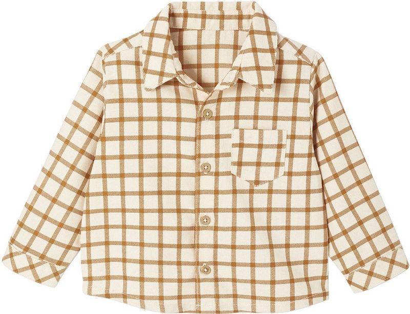 Vertbaudet - Geruit Babyhemd - Fluweel - Lange Mouwen - 100% Katoen