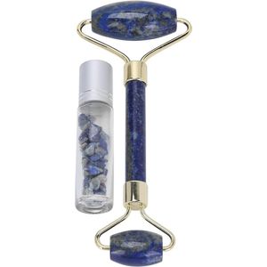 Gezicht Jade Roller Massager - Gezichtsroller Massage - Gezichtsschoonheid Roller - Gua Sha Jade Roller met Essentiële Olie Fles (blauw) .