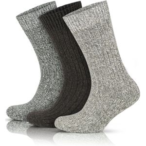 GoWith - wollen sokken - noorse sokken - 3 paar - wintersokken -  thermosokken - huissokken - dames sokken - maat 43-46