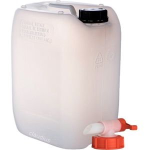 Jerrycan 10 liter – met kraan – handig stapelbaar – UN gekeurd – voor water en gevaarlijke vloeistoffen – inclusief dop – totaal te legen