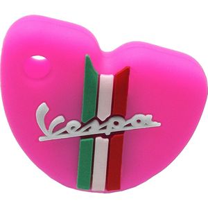 Vespa Siliconen Sleutelhoesje - Neon Roze met Witte letters - Neon Roze met Wit - Italiaanse Vlag