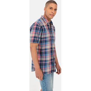 camel active Shirt met korte mouwen gemaakt van zuiver katoen - Maat menswear-L - Blauw-Rood