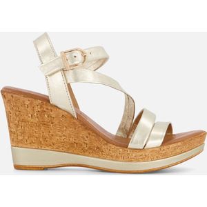 Tamaris Sandalen met hak goud Leer - Dames - Maat 40