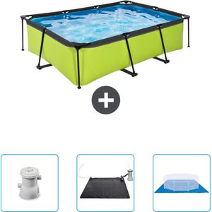 EXIT Rechthoekig Lime Frame Zwembad - 220 x 150 x 65 cm - Inclusief Pomp - Solar Mat - Grondzeil - Nu extra voordelig